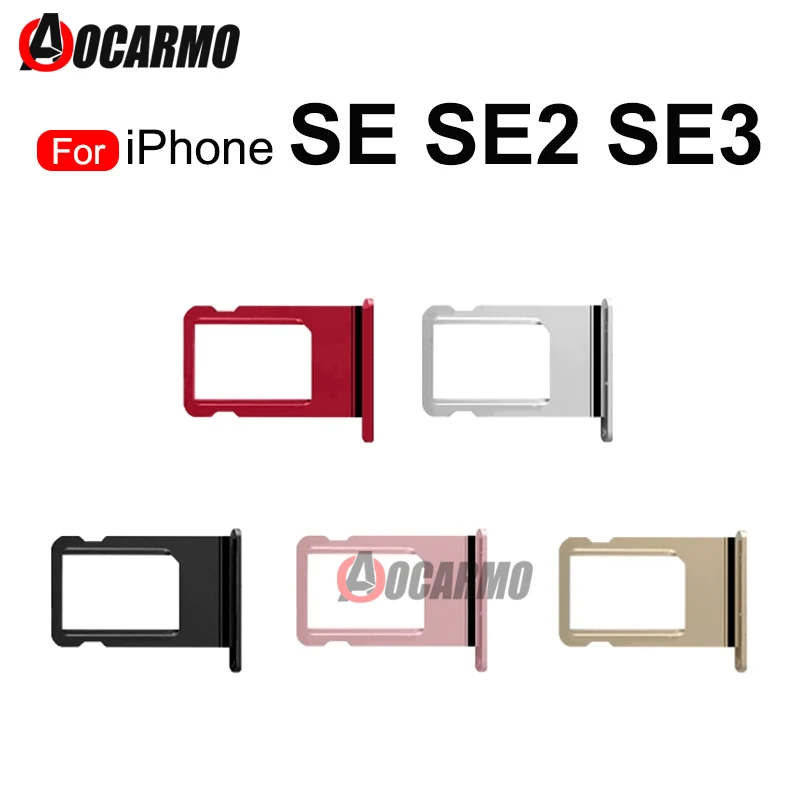 Aocarmo Sim Card For iPhone SE 2nd Generation SE2 SE3 SIM Tray Slot Holder Adapter Socket Replacement Parts Black White Red