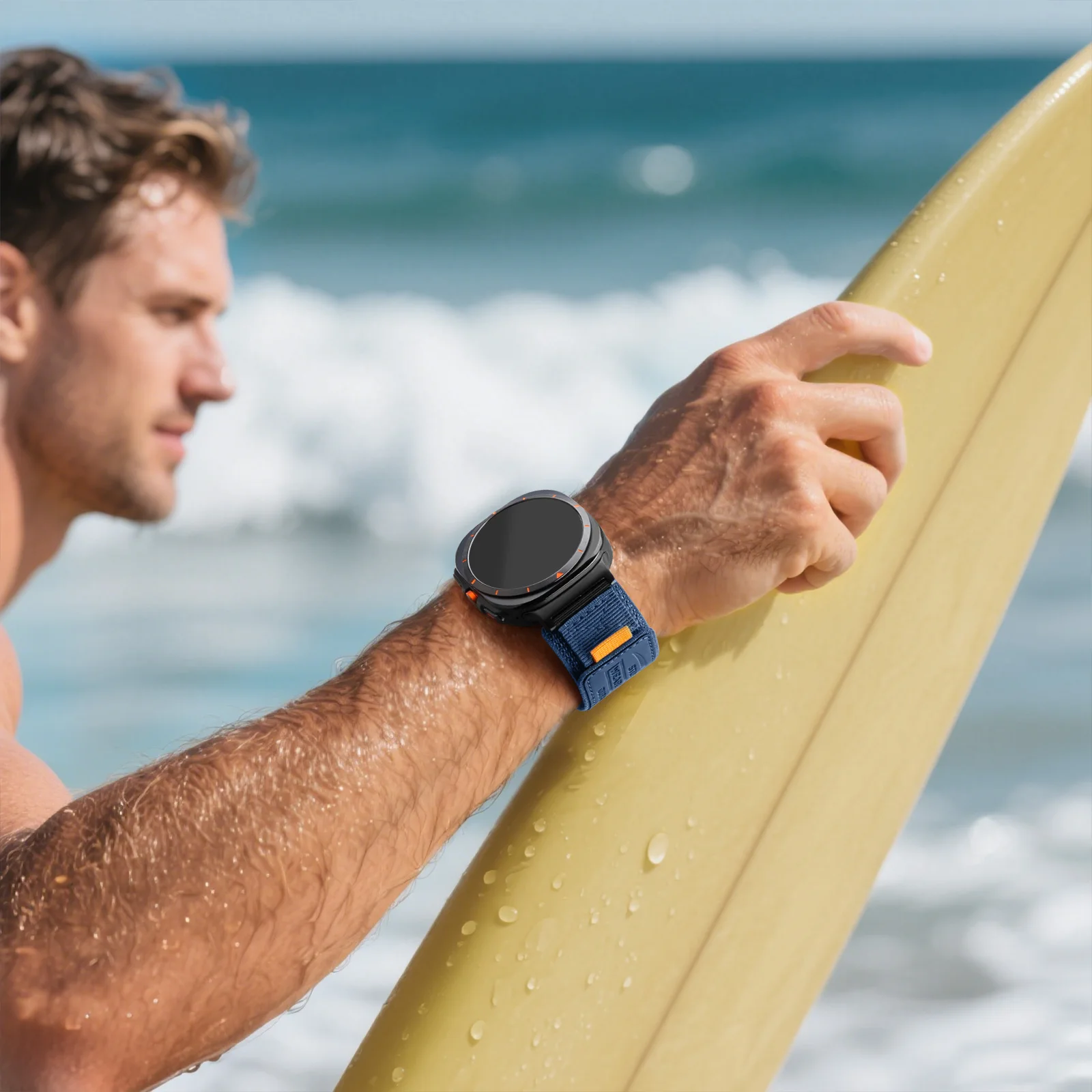Das Armband ist geeignet für die Samsung Galaxy Watch Ultra 47mm (Modell 2024/2025) Herren-Sport-Nylon-Armband mit Magnetverschluss – Detail 10