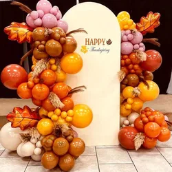 132Pcs Orange Yellow Brown 5/10/18inch Balloons Arch Garland Kit For Autumn Thanks Giving Day Birthday Party Decor Baby Shower