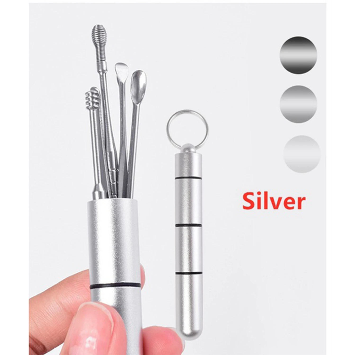 High-Quality Ear Pick Set for Gentle and Precise Ear Wax Removal - 4 piece Stainless Steel Ear Spoon Curette Kit for Ear Care an