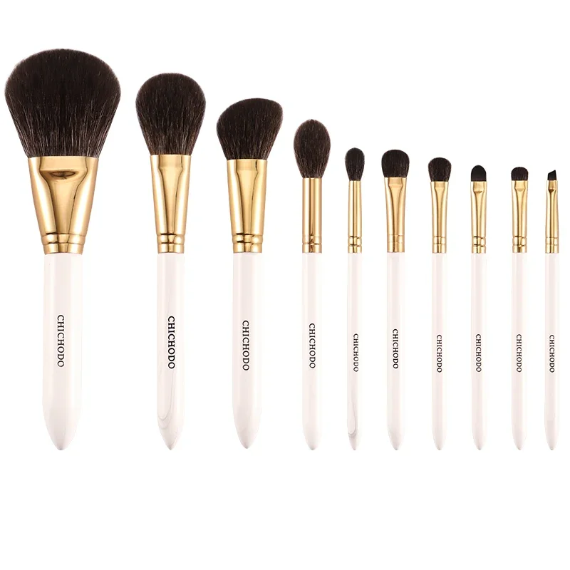 （Big disount）New Animal Hair Copper Tube Wood Handle 10Pcs Autumn Series Professional Luxurious Makeup Brush Set Wholesale Spot