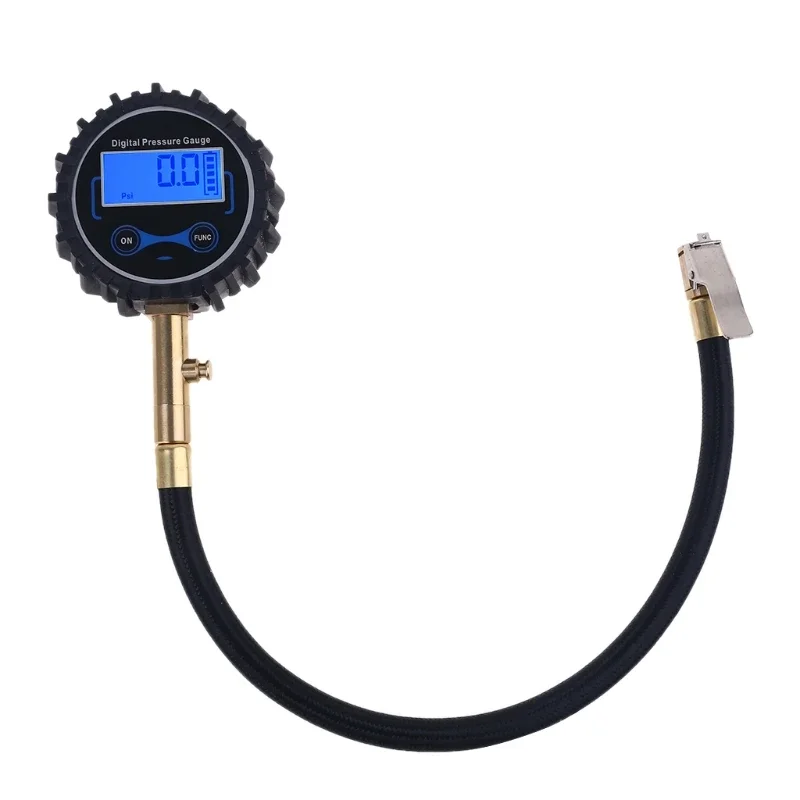 Medidor digital de pressão de ar de pneu, com clipe rápido, mandril de ar, ferramentas de monitoramento de pressão, testador para carro, motocicleta, bicicleta, rv a0kf