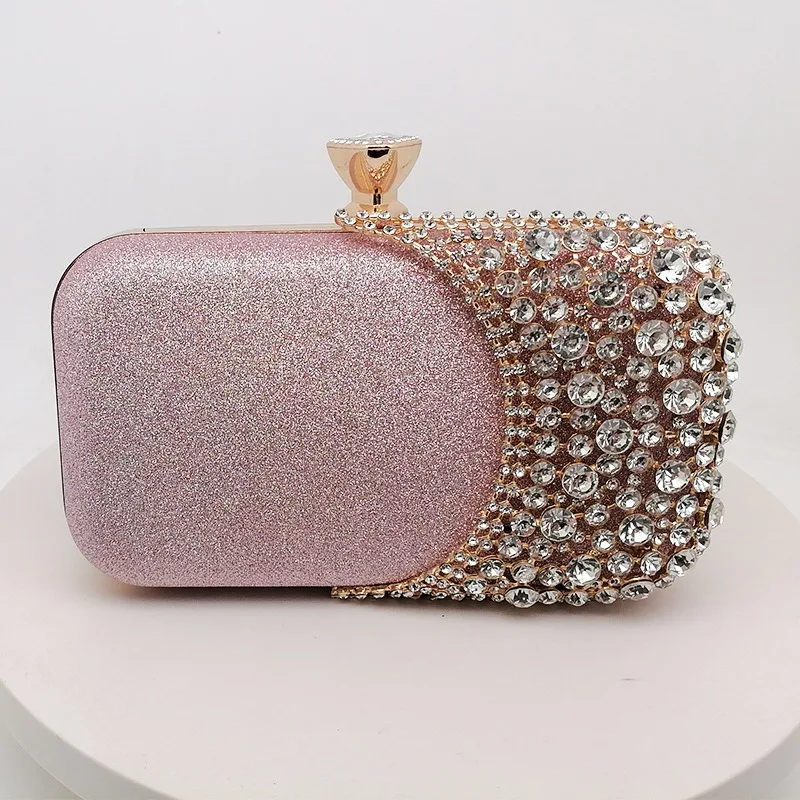 Nesitu Diamond Women Make Up Cosmetic Evening Shoulder Messenger Clutch Bag Phone Purse Golden Silvery Red Pink Black M88194