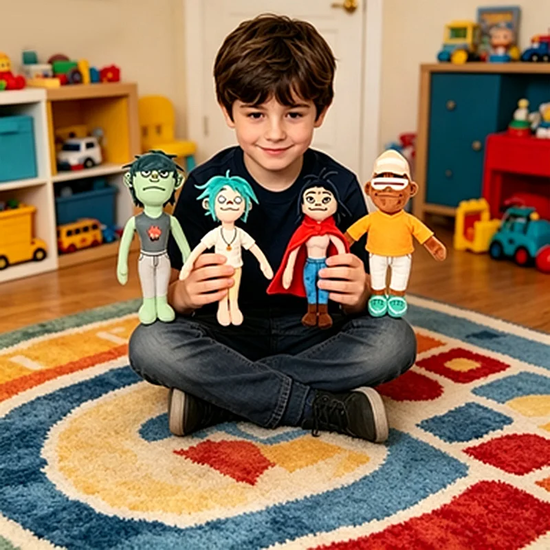 Heißer Gorillaz Noodle Plüsch Kawaii Virtual Band Street Fighter Stofftier Niedlicher Junge mit rotem Umhang für Fans, Enthusiasten und als Kindergeschenk – Detail 11