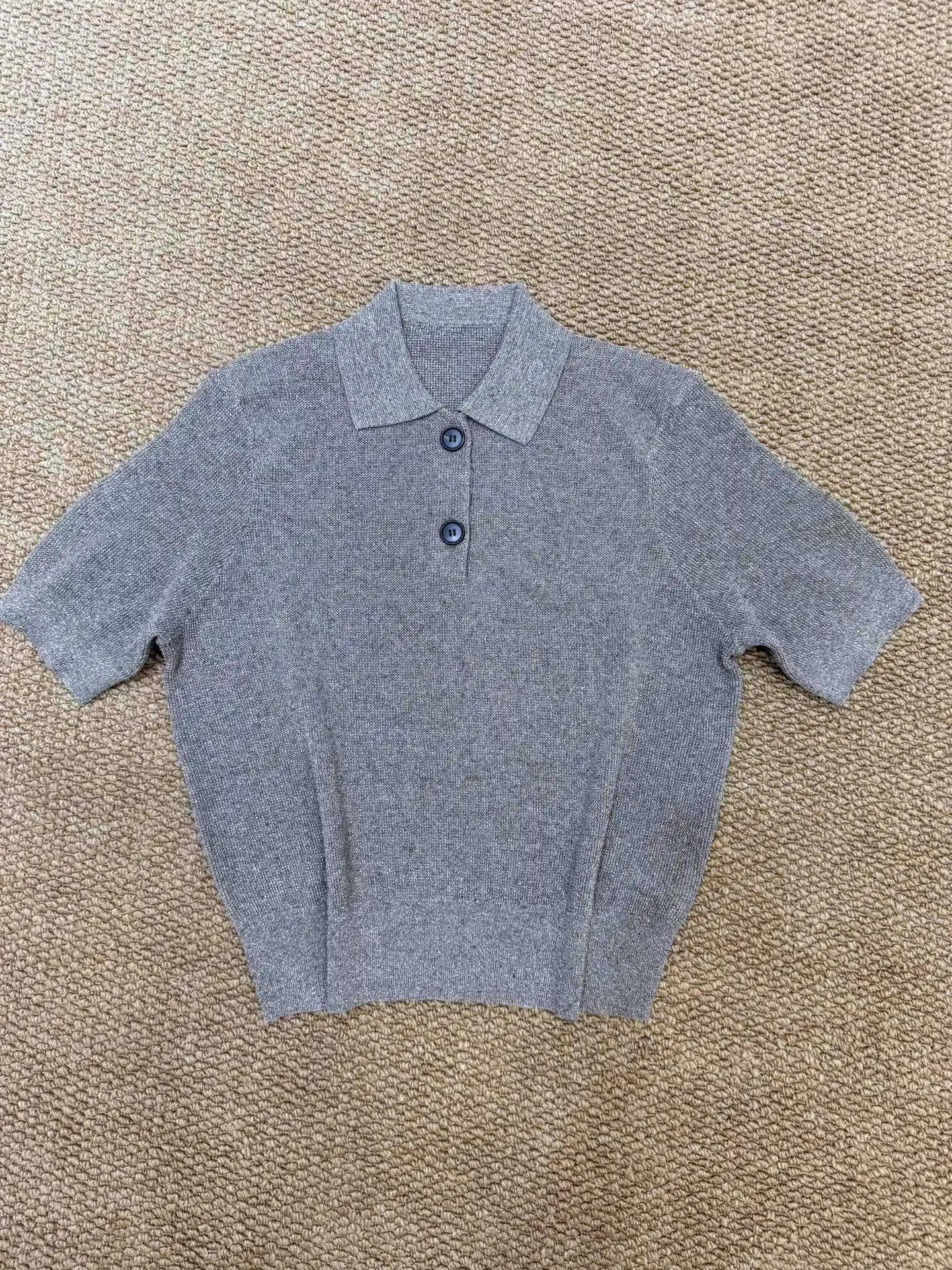 Women's Lightweight Short-Sleeve Knitted Polo Top for Summer