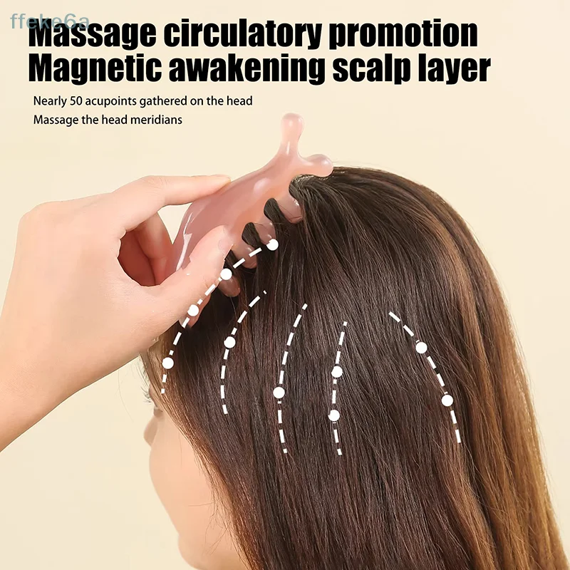 

[A][M]Cartoon Magnetic Therapy Dolphin Massage Comb Head Massager Meridian Scalp With Storage Bag Body Home Health Massage Tool