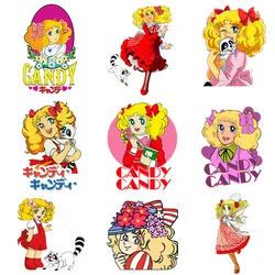 Candy Candy Cartoon Kawaii Patches for Clothes Heat Transfer Thermal Stickers DIY Kids T shirt Iron on for Women Bags Appliqued