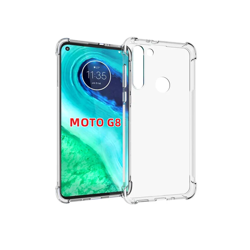 For Moto G8 mobile phone case transparent all-inclusive TPU four-corner anti-fall silicone protective cover soft