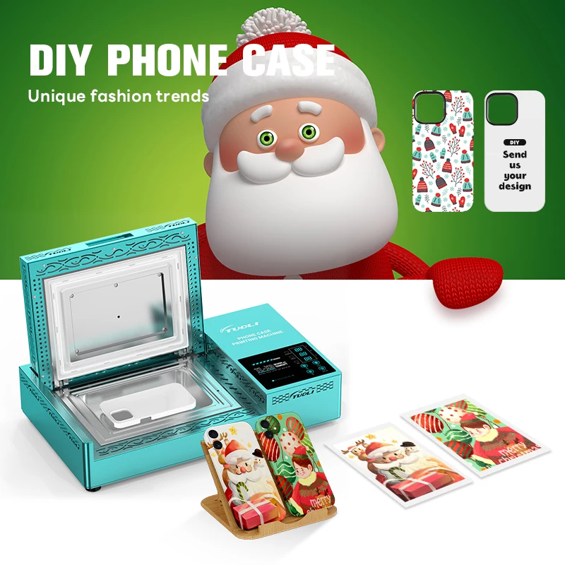 Merry Christmas ! Custom Cute Christmas Mobile Phone Case Printer 3D Sublimation Blanks Cell Cover Heat Press Printing Machine