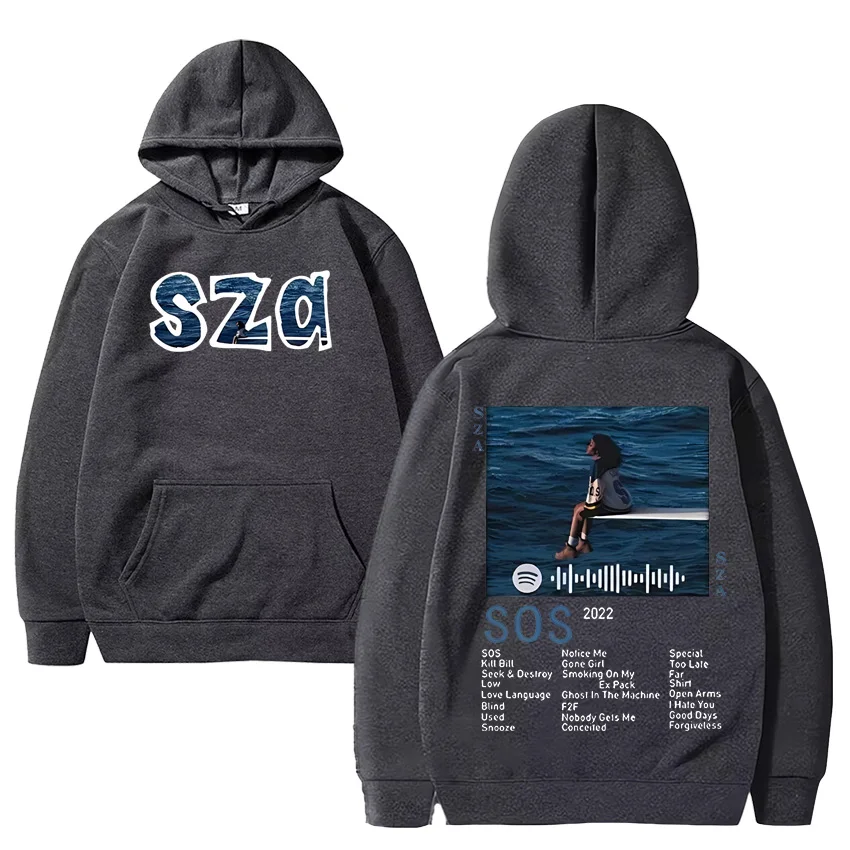 SZA Fashion Graphics Hoodie Men Women ' s Vintage Oversized Pullover streetwear Long sleeve Unisex Fleece Hooded Sweatshirt