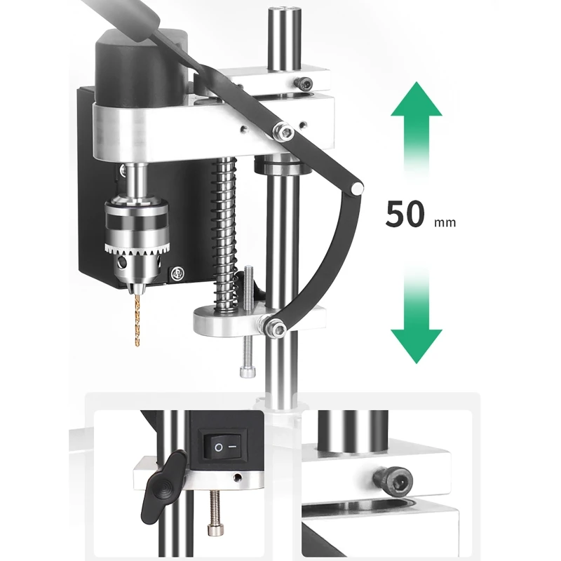 Mini Electric Bench Drill Press Stand Kit 8000 r/min 7-Gear Variable Speed Benchtop Drilling Machine Precise Drill DIY Drilling