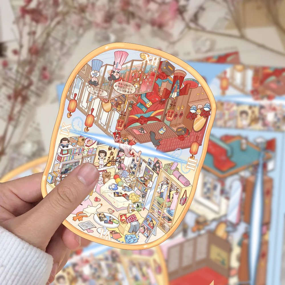 4PCS Creative Mini World: I Lift Up My Wedding Script, Creëer landschapsstickers, DIY decompressie PET-materiaalstickers