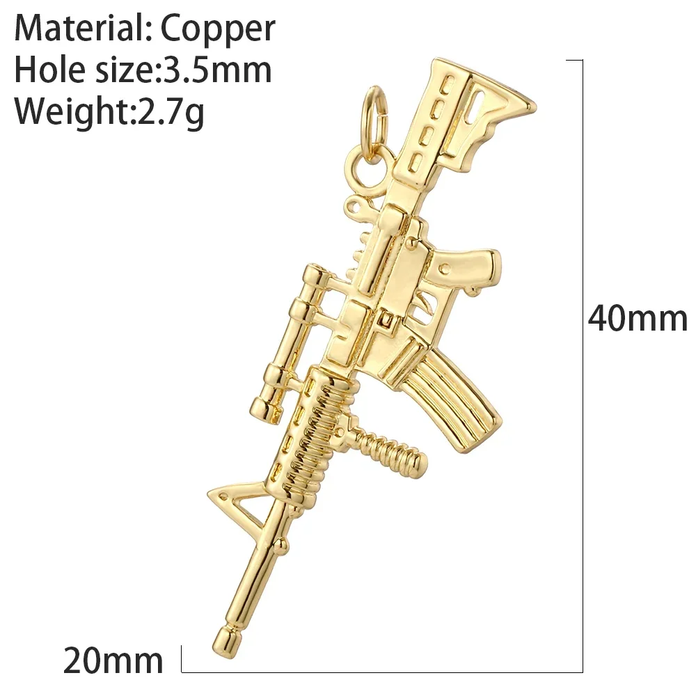 Charms Luxury Golden Color Pistol Charms Pendants For Necklace Earring Charms Wholesale For Jewelry Metal Copper Making