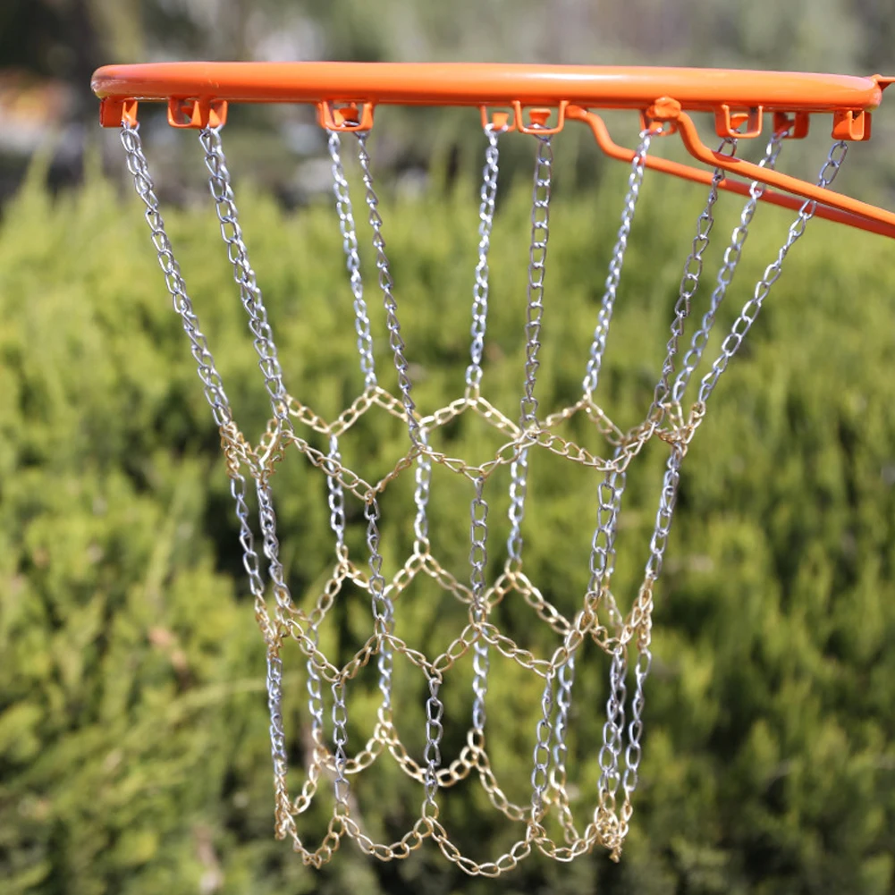 Basketball Net Rustproof Galvanized Iron Chain Net Metal Chain Basketball Net Fits Standard Indoor Or Outdoor Rims