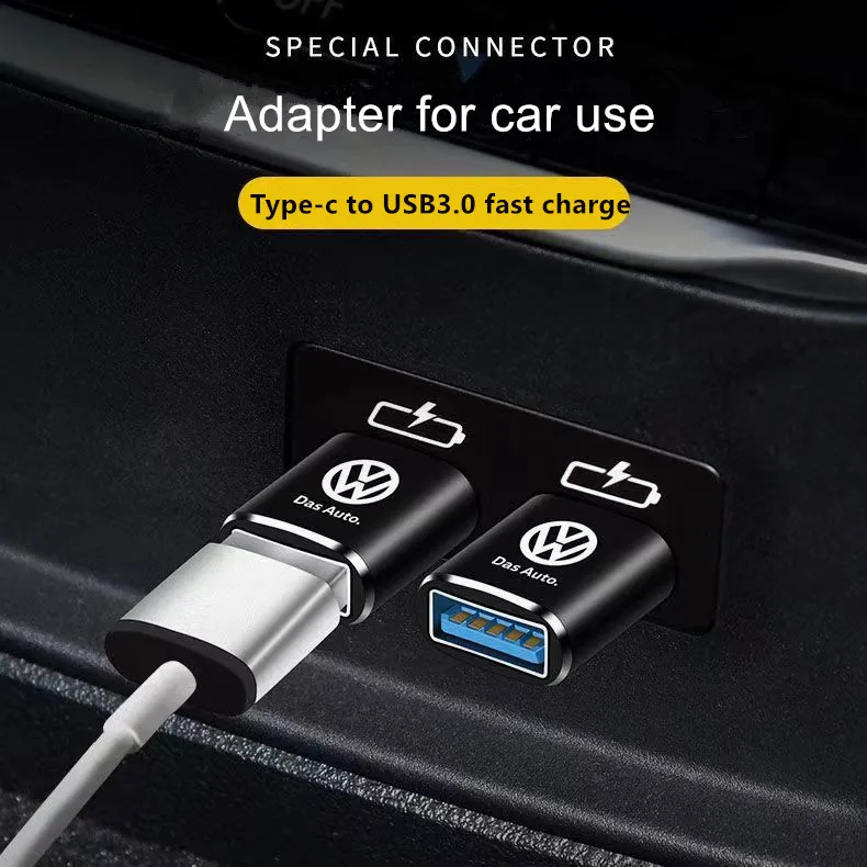 Nuevo coche tipo C a USB 3,0 interfaz Mini convertidor adaptador de carga para Volkswagen GOLF 5 Polo Golf 6 Golf 7 Jetta Accesorios