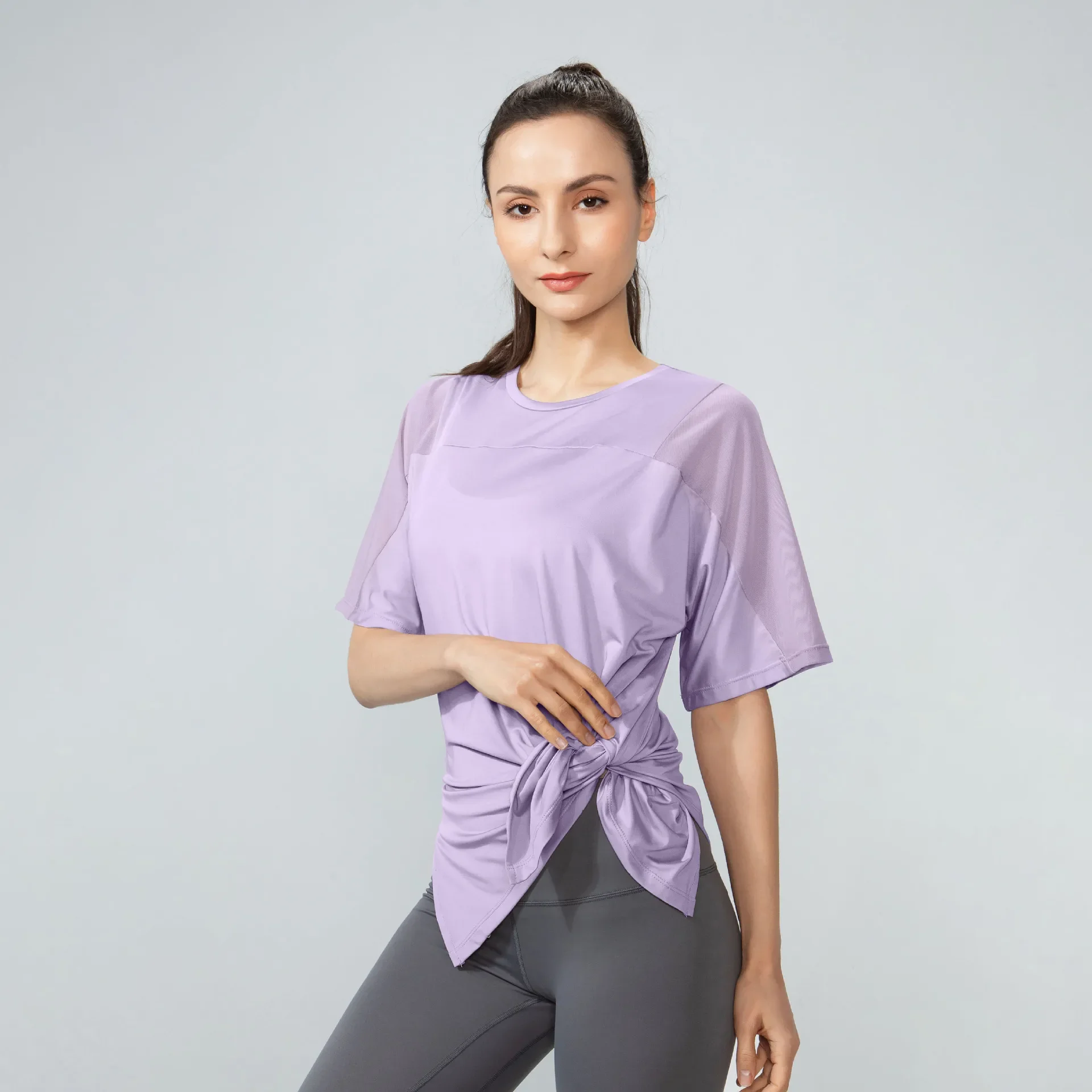 2024 Mesh Design Quick Dry Running Sports Shirts Women Summer Casual Loose Fitness Yoga Tops Short Sleeve Solid Loose Gym Tshirt