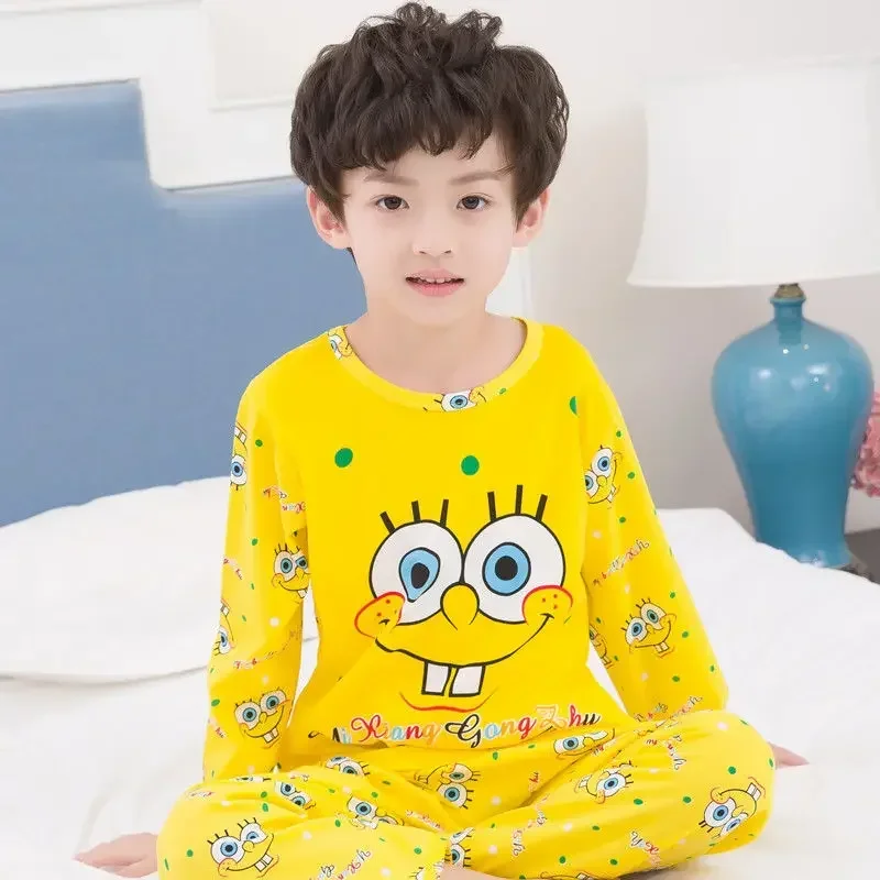 Bob l'éponge pyjamas enfants ensemble dessin animé manches longues pantalons longs costume bébé automne chaleur Homewear fille garçon vêtements mignons