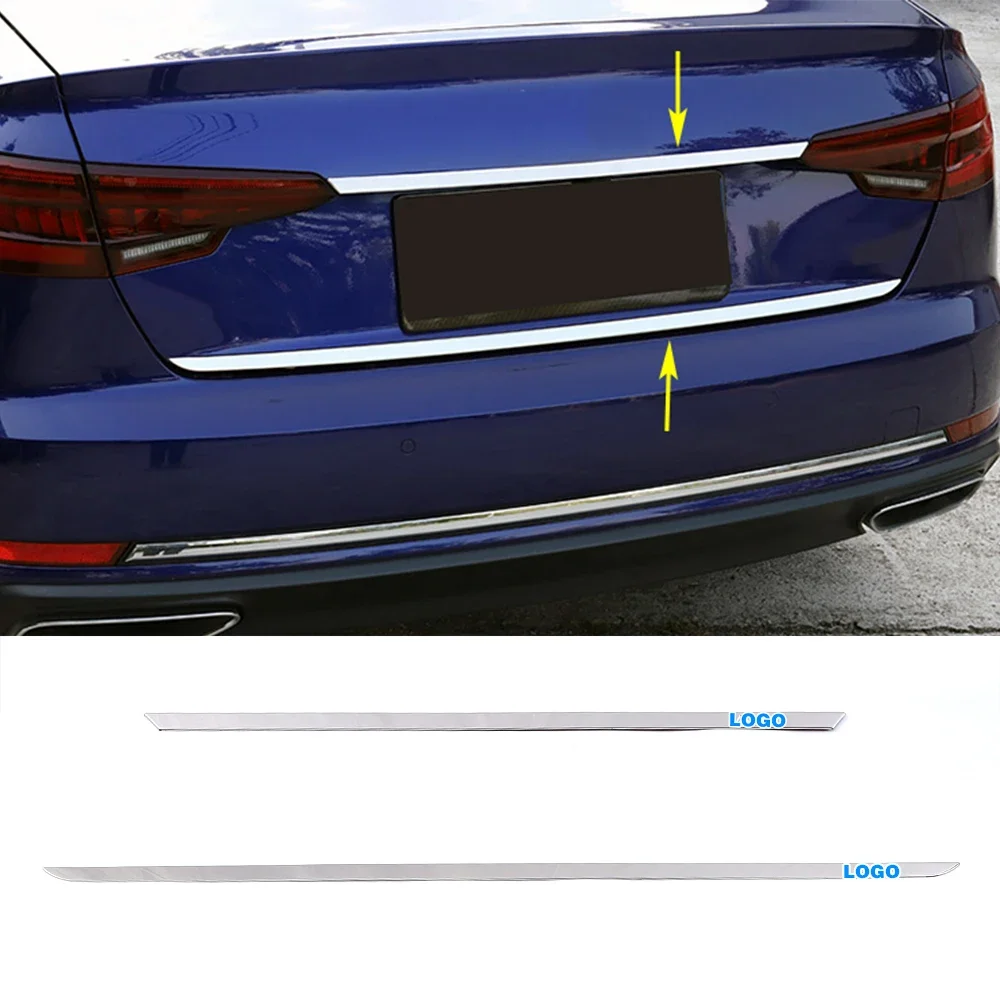 For Audi A4 B9 Sedan 2017 2023 Car Exterior Part Refit Rear Trunk Tailgate Strip Trim Stainless Steel Chrome Garnish Sticker