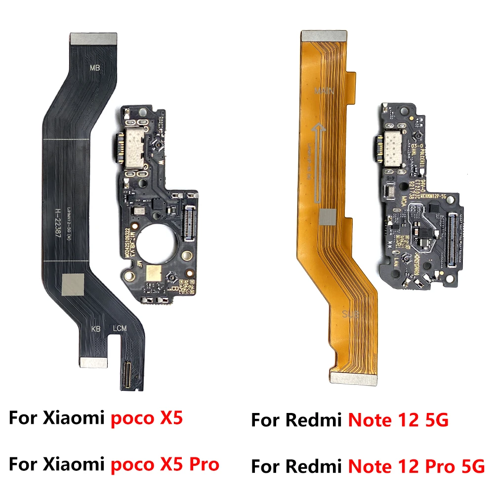 10 Pcs USB Charging Connector Socket Port Main Connector Mainboard Flex For Redmi Note 12 Pro 5G / Poco X5 Pro