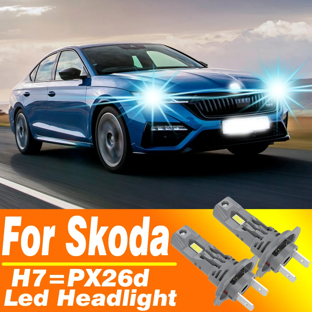 2 uds H7 para Skoda Octavia 2 3 A5 A7 Kodiaq PX26d 12v 55W faro Led Canbus Motor luz antiniebla bombilla de coche lámpara de diodo Turbo blanco