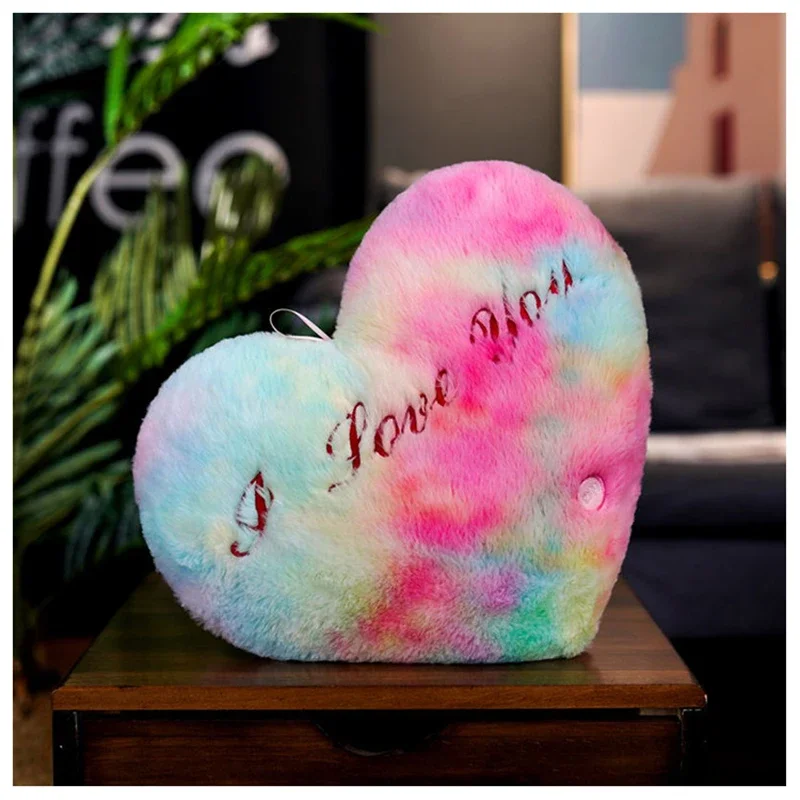 Cute Plush Luminous Star Pillow Pink Blue Yellow Purple Colourful Rainbow Cartoon Heart Illuminated Love Sofa Decoration