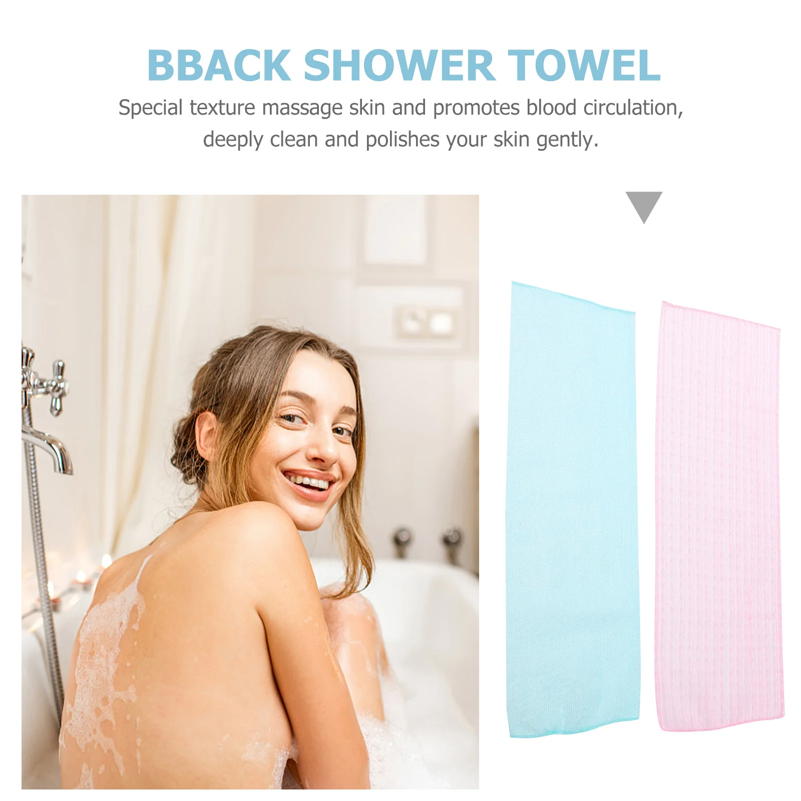 قطعتان من منشفة حمام طويلة مقشرة للعناية بالبشرة، ملمس تدليك عميق ونظيف، متين وخفيف الوزن للوردي #5