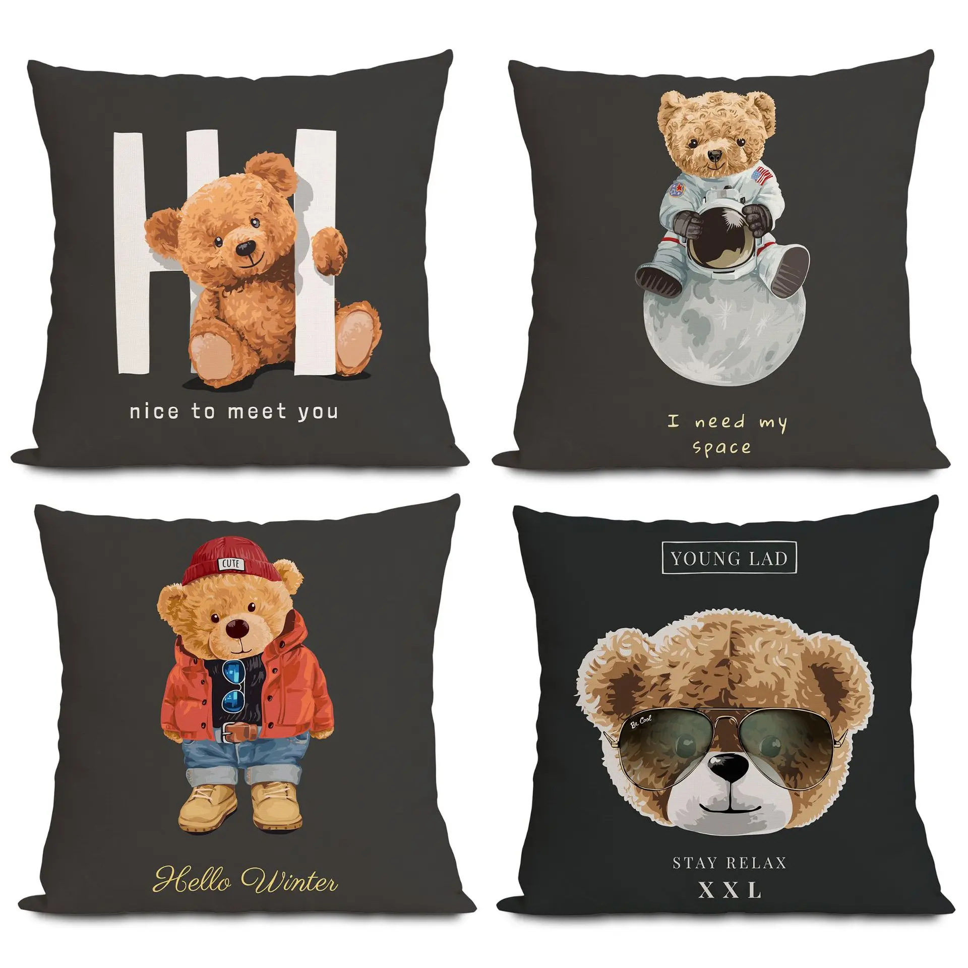 Cartoon Bear Pillow Cover Bedhead Cushion Sofa Cushion Home Furnishings Decoration