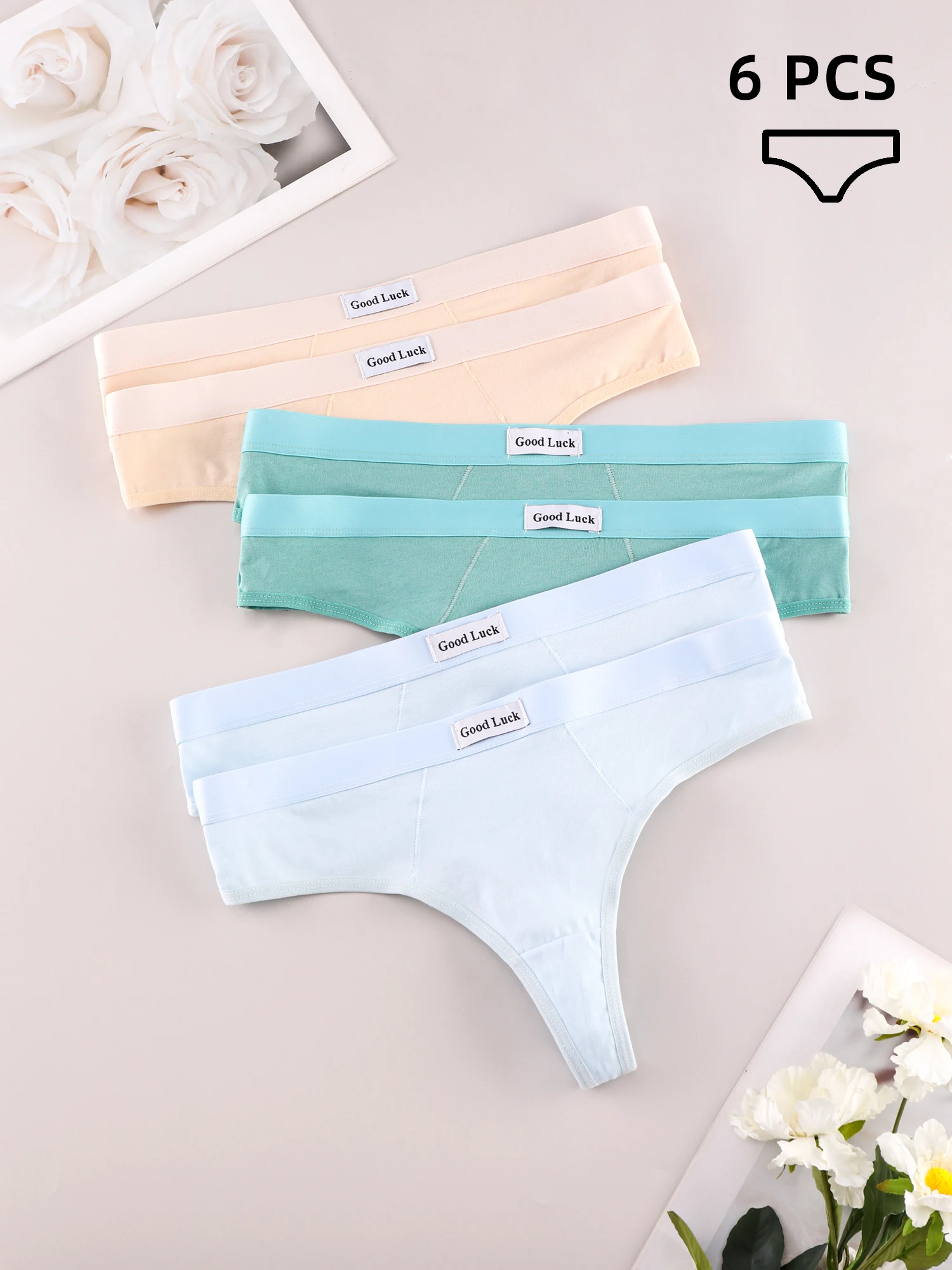 

ALDOLA 6PCS/set Women's Seamless Sexy Thongs Soft Cotton Solid Color Underwear Female Breathable Lingerie Briefs