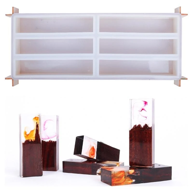 

J78F Cuboid Decoration Educational Silicone Mold 6 Link Long Strip Ornaments Epoxy Mold for Puzzle Game DIY Crafts