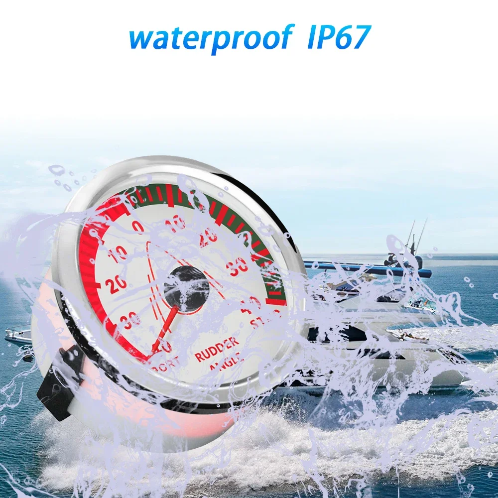 Waterproof Universal 52mm 85mm Rudder Angle Indicator Gauge 0-190ohm With Red Backlight 9-32V for Ship Boat Yacht