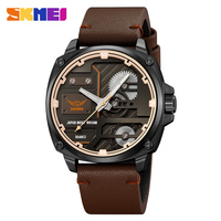 SKMEI Fashion Men's Watch Luxury Quartz Wristwatch Leather Strap Original Brand Business Man Clock