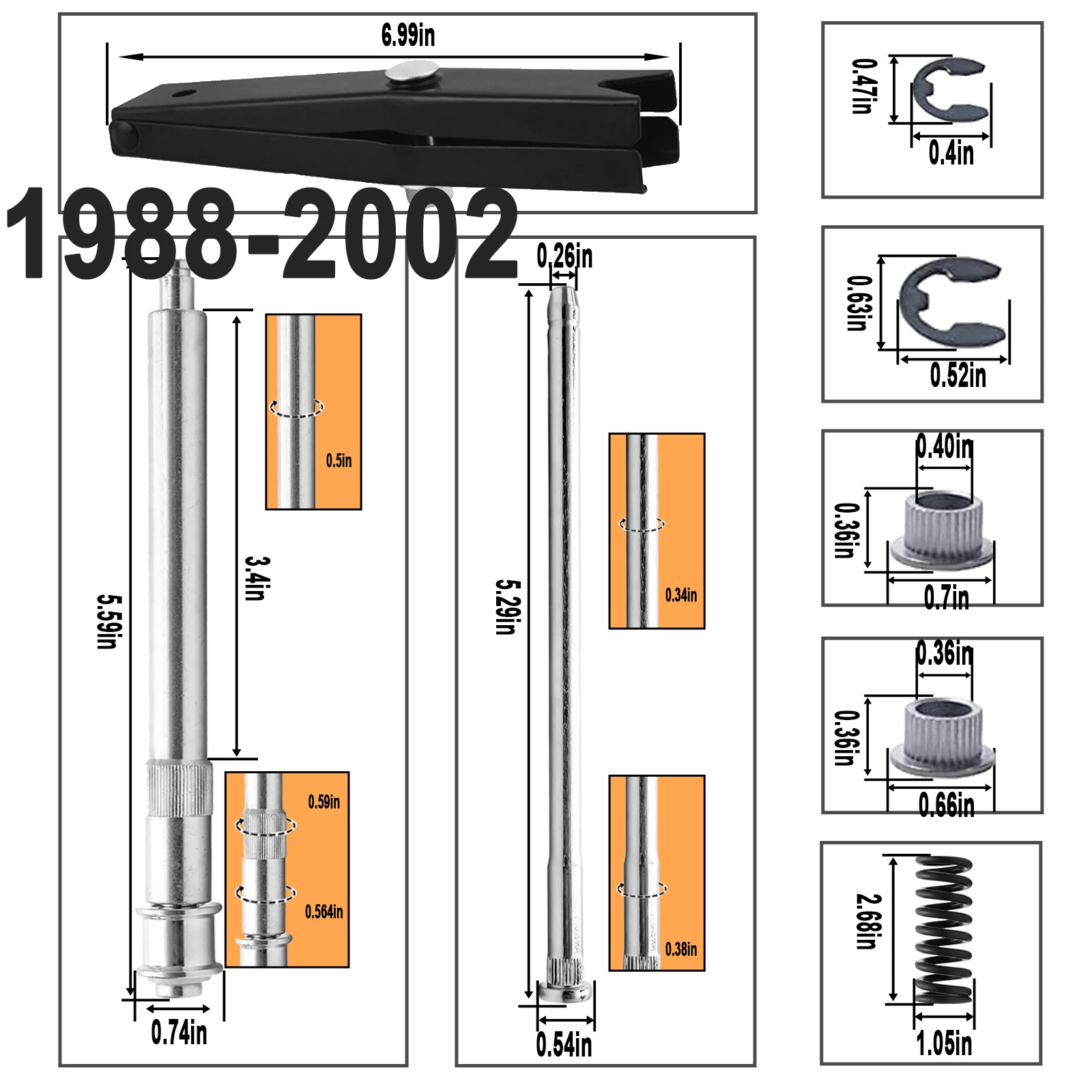 Car Front Door Hinge Pin&Bushing Repair Kit with Spring Tool for 1988-2002 1994-2004 Chevy Chevrolet Suburban GMC Replacing Part