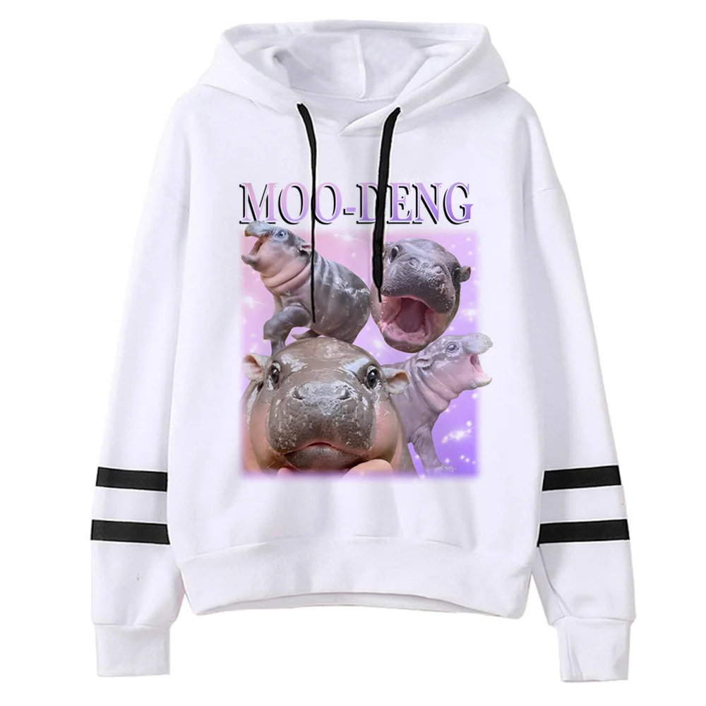 Moo Deng hoodie Japanese soft fabric manga patterned anime sweater modern style girl sweatshirts Y2K modern style casual wear