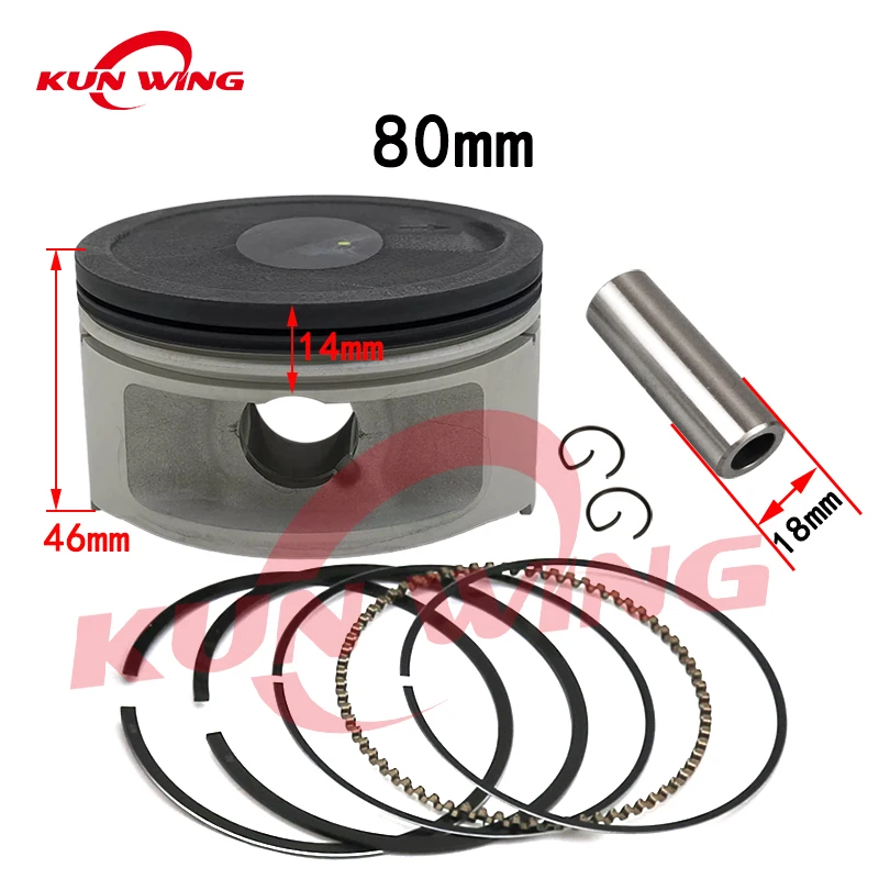 80MM Piston Kit Rings (Pin 18mm) for Yamaha Linhai 400 LH400 LH180MQ YP400 ATV UTV Engine Parts