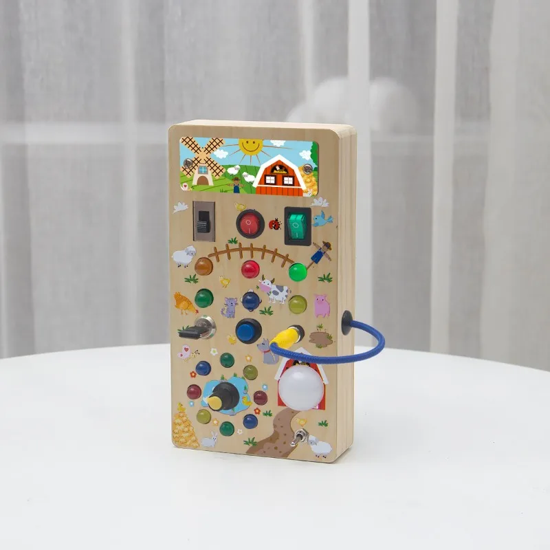 Joli de prise de lumière LED en bois pour enfants, planche occupée, jouets éducatifs de la petite enfance, jouets scientifiques pratiques, 3 à 6 ans