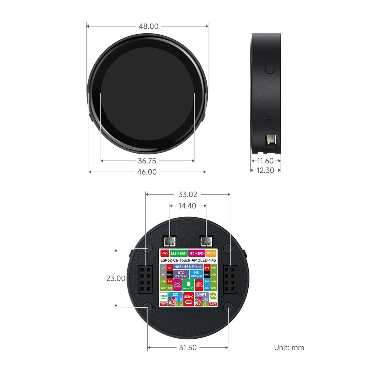 DeepSeek AI صوت الدردشة روبوت ESP32 C6 مجلس التنمية 1.43 بوصة AMOLED شاشة تعمل باللمس مستديرة مساعد المنزل الذكي ل Xiaozhi #6