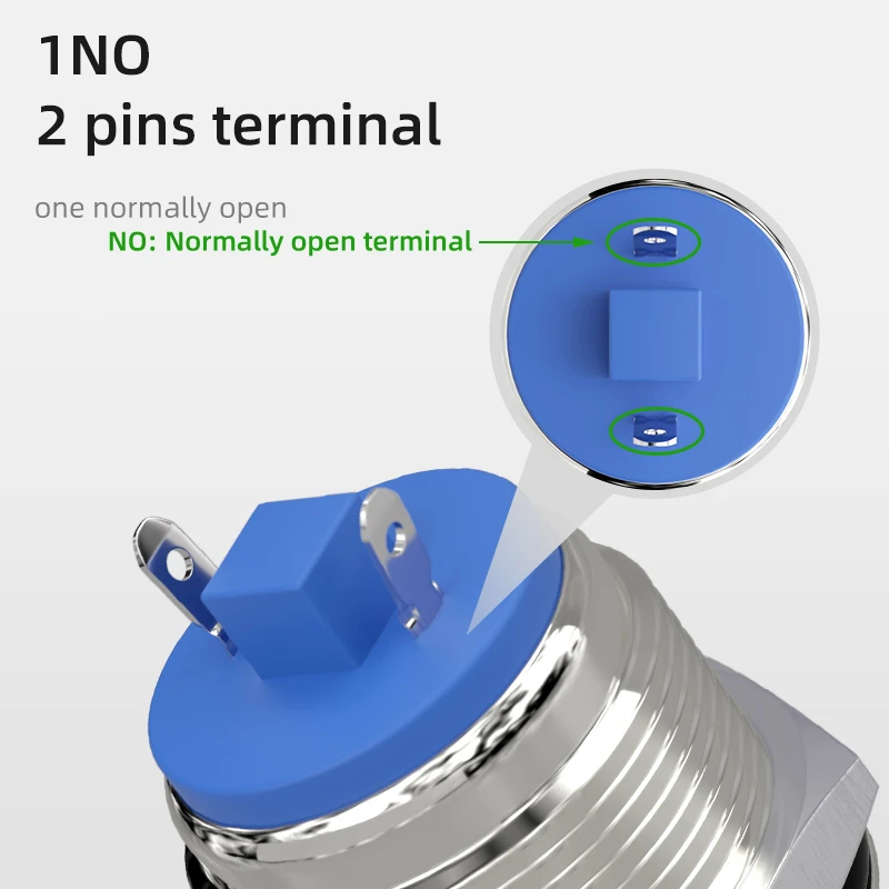 16/19/22mm Momentary Push Button Screw Type Terminals Stainless Steel Metal Waterproof Button 16mm 5A 12V/24V/125V/250VAC IP65