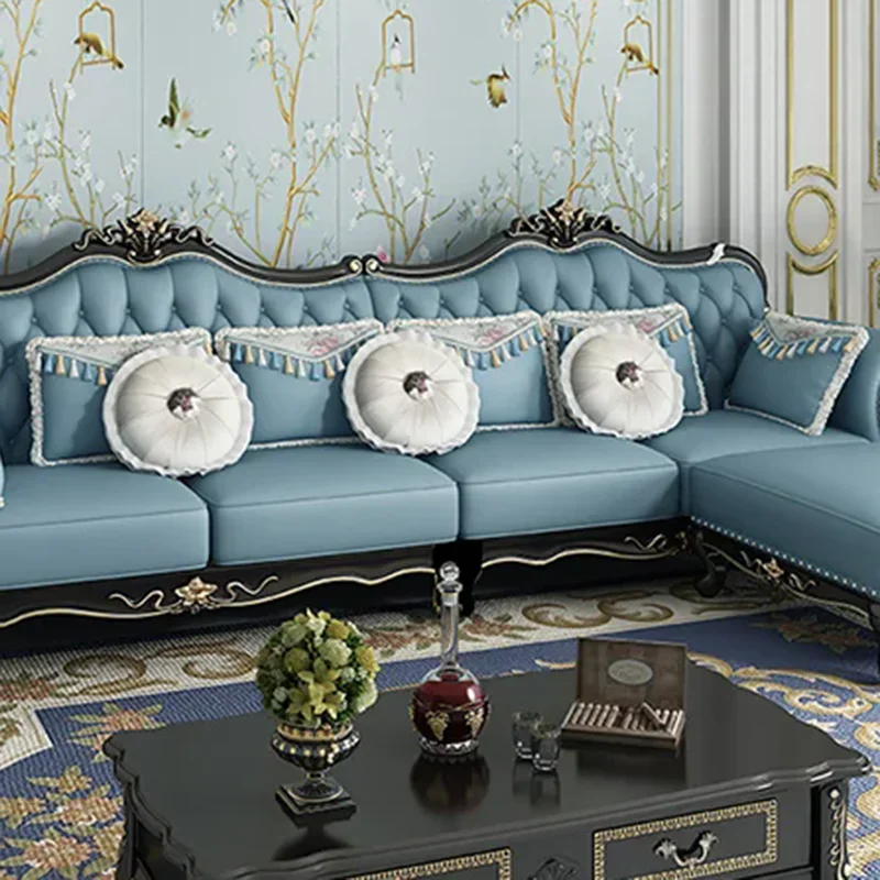 أرائك غرفة المعيشة الفاخرة العصرية المصممة من الجلد الطبيعي أريكة فردية صالة مقطعية أثاث فريد للأطفال #6