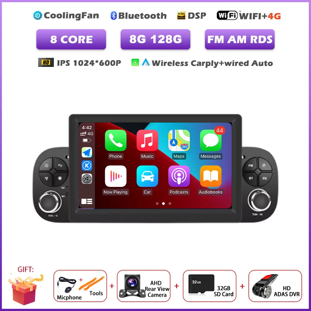 Android 16 Auto Voor Fiat Panda 2013-2020 Draadloze Carplay Autoradio Gps-navigatie Multimedia Video Player Audio Head Unit gereedschap