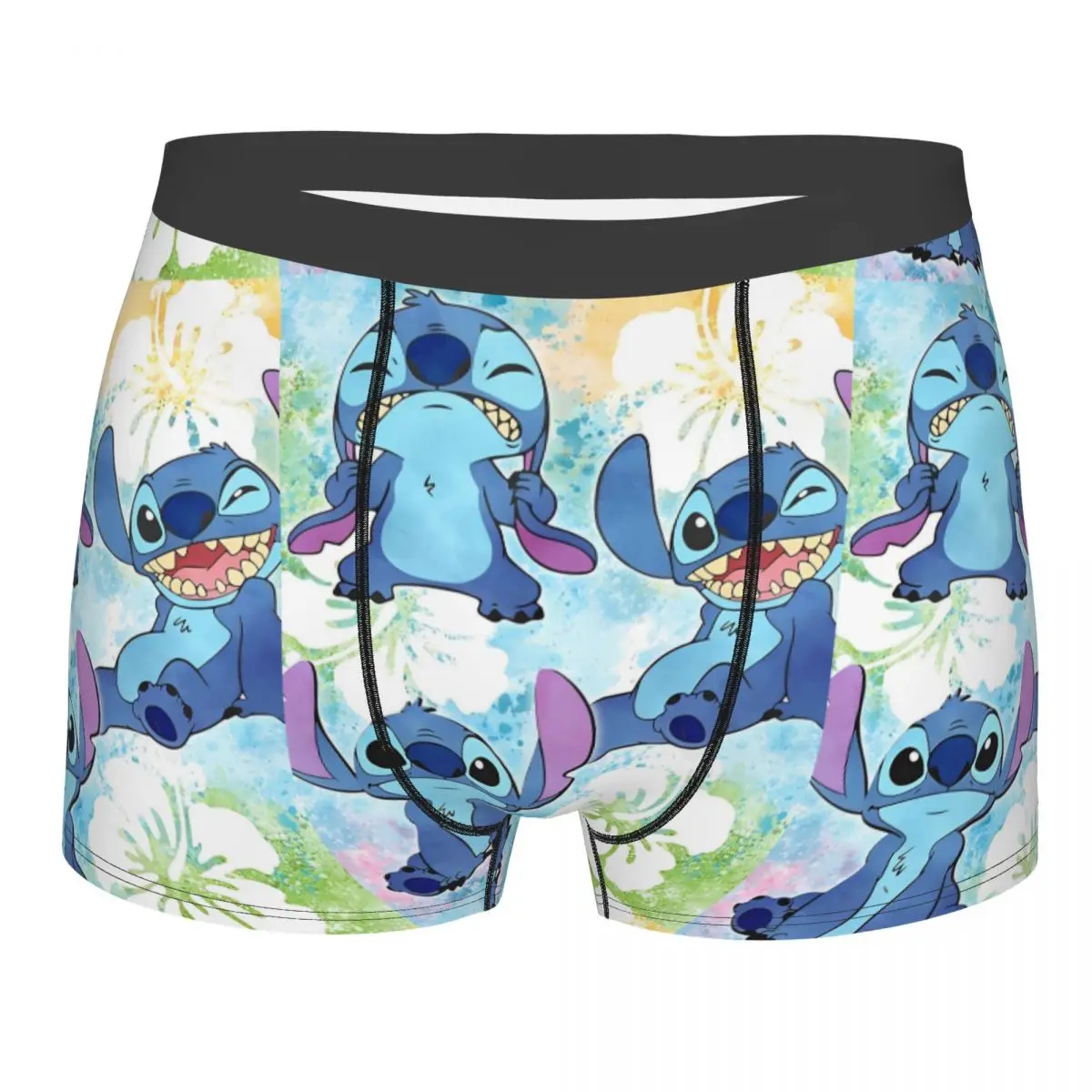 Custom Cute Stitch Flowers Boxers Funny Underwear Cartoon Cozy Boxer Briefs Shorts Gag Gift For Man Underpants Merch