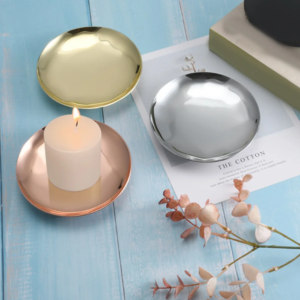 

4pcs Pillar Holder Stainless Steel Tray Table Centerpiece Plate For Home Bar Restaurant Wedding Party Coffee Table