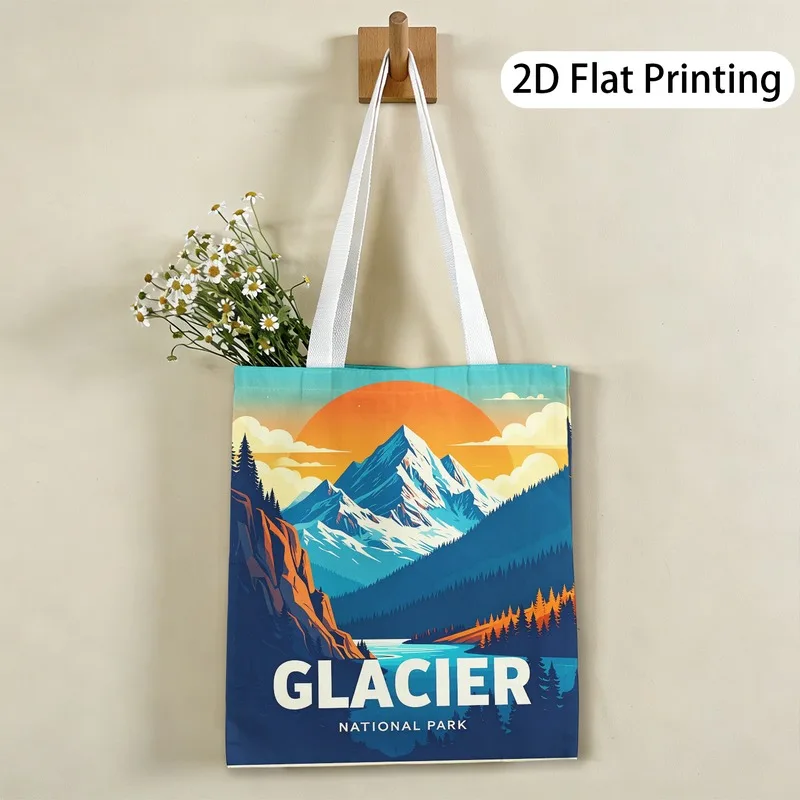 1pc Glacier National Park Themed Tote Shopping Bag, Suitable