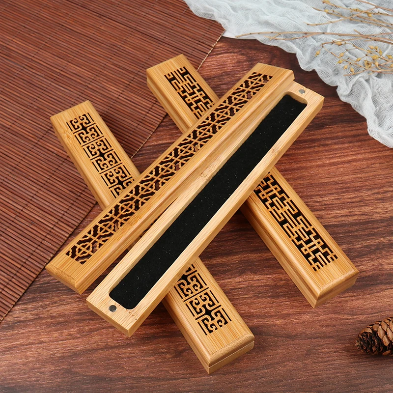 Bamboo Wooden Incense Stick Holder Burning Joss Insence Box Burner Ash Catcher