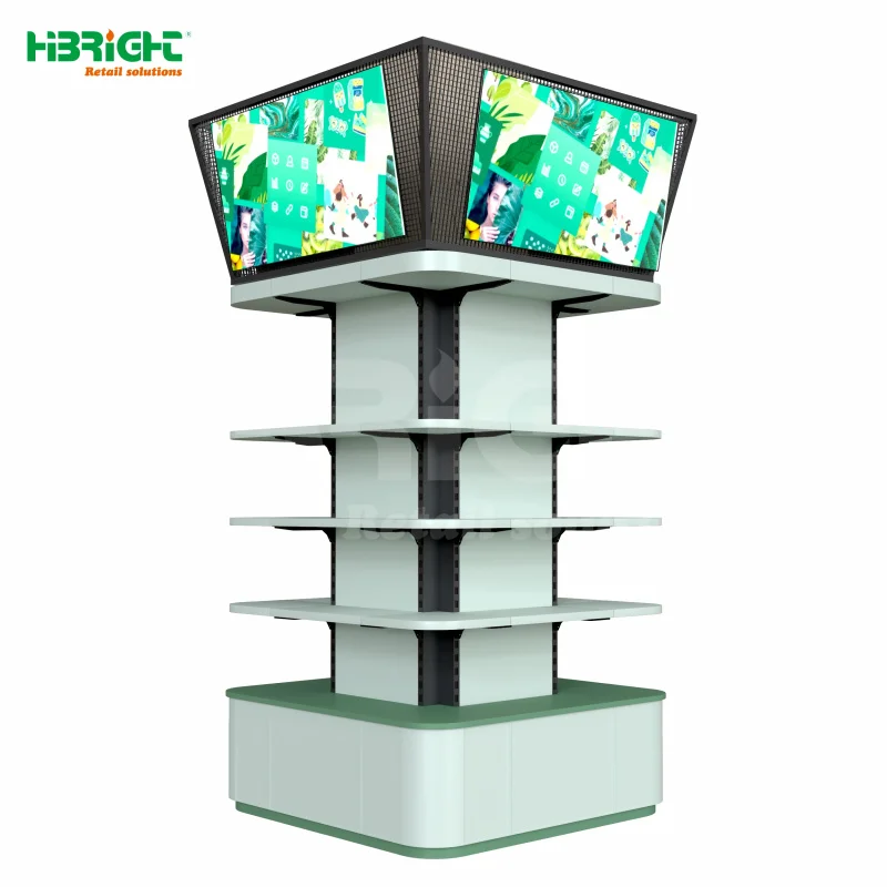 custom.Highbright Customized Round Column Shelf Supermarket Shelf Display Rack