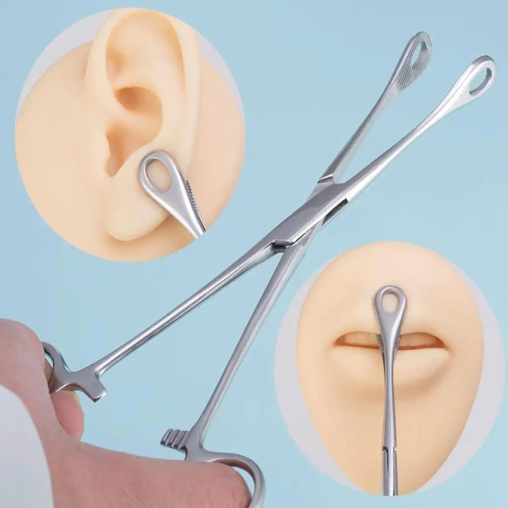 1pc Stainless Steel Body Jewelry Piercing Pliers Sponge Forceps Clamp Ear Lip Navel Nose Tongue Septum Durable Piercing Tool