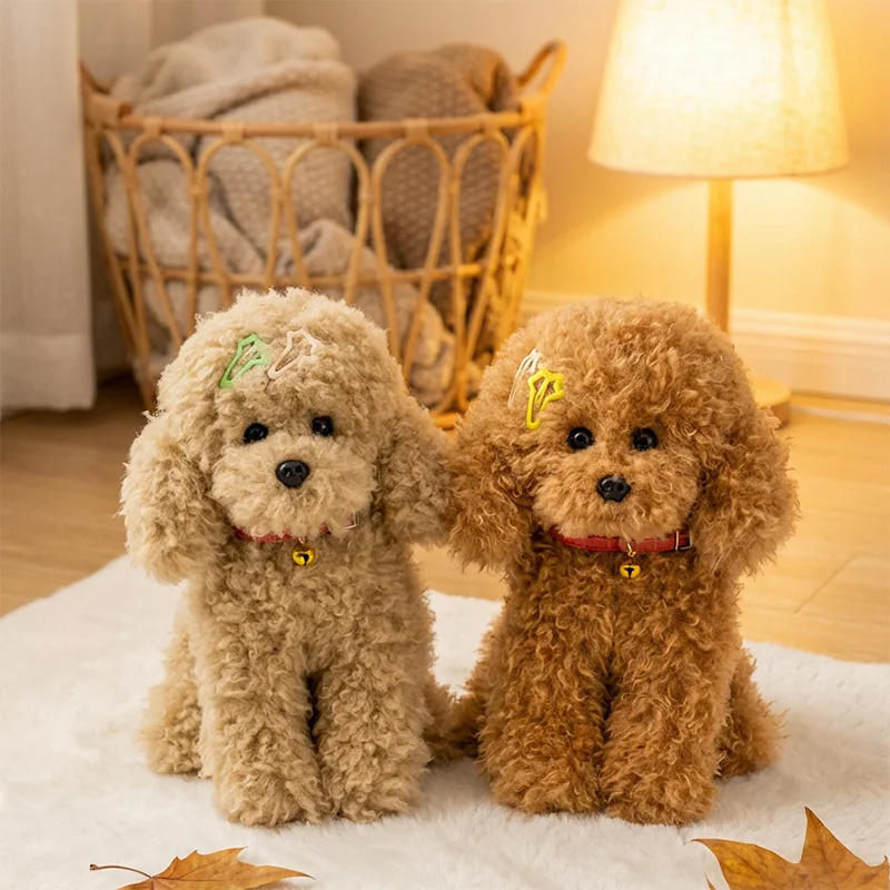 Brinquedo de Pelúcia Realista de Cachorro Teddy Lucky, Boneco de Pelúcia Artesanal de Poodle, Figura Realista, Bichos de Pelúcia, Presentes