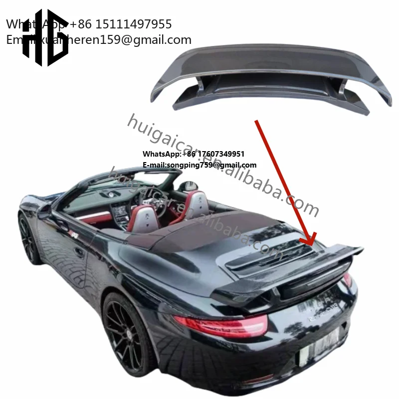 Factory Wholesale Te-chart Style Carbon Fiber Rear Bumper Trunk Spoiler Wing for Porsche Carrera 911 991.1 Tail Spoiler Body Kit