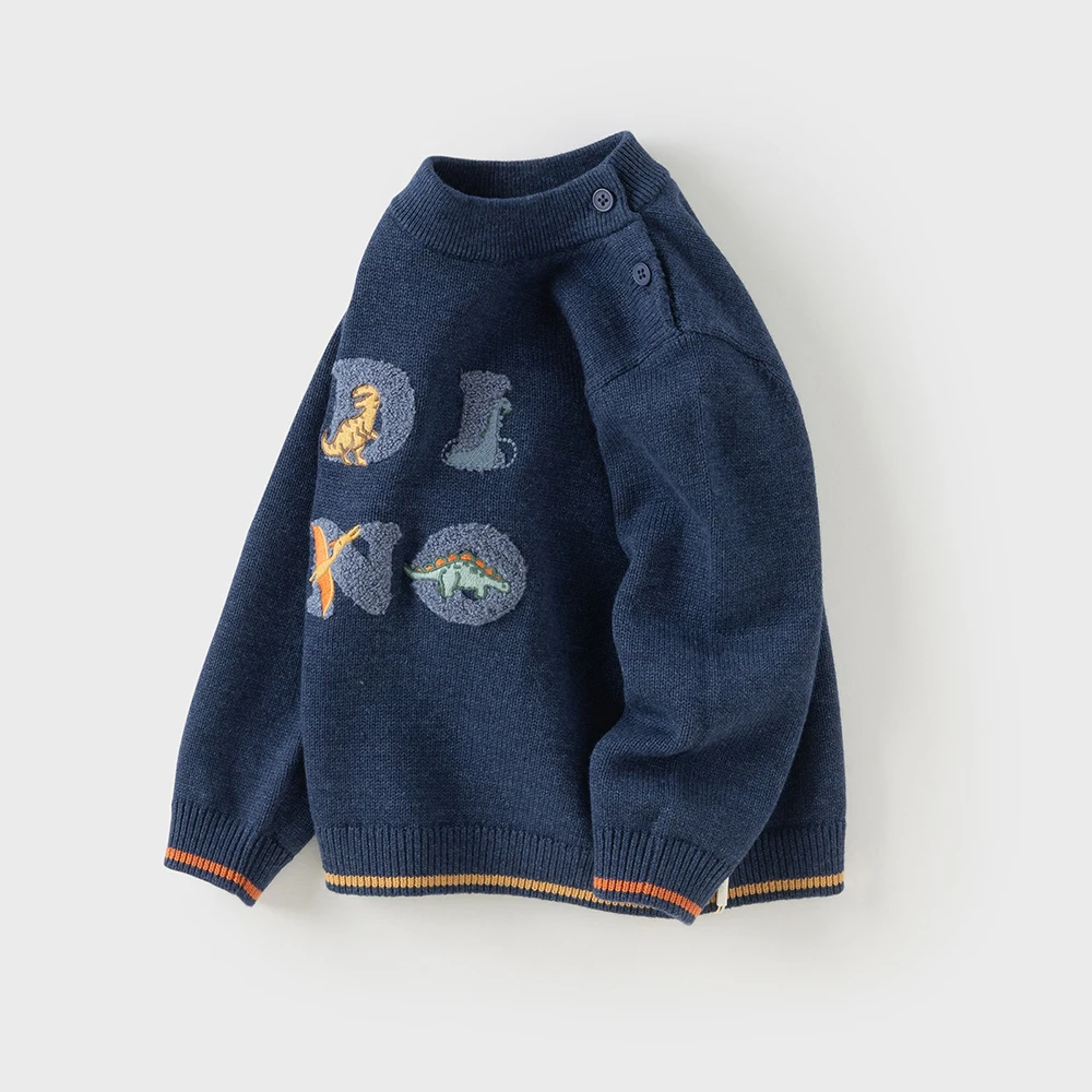 ديف بيلا الأطفال سترة الخريف الشتاء الأولاد موضة نصف عالية طوق محبوك القمم الاطفال القطن الخالص البلوز DB4254268 #2