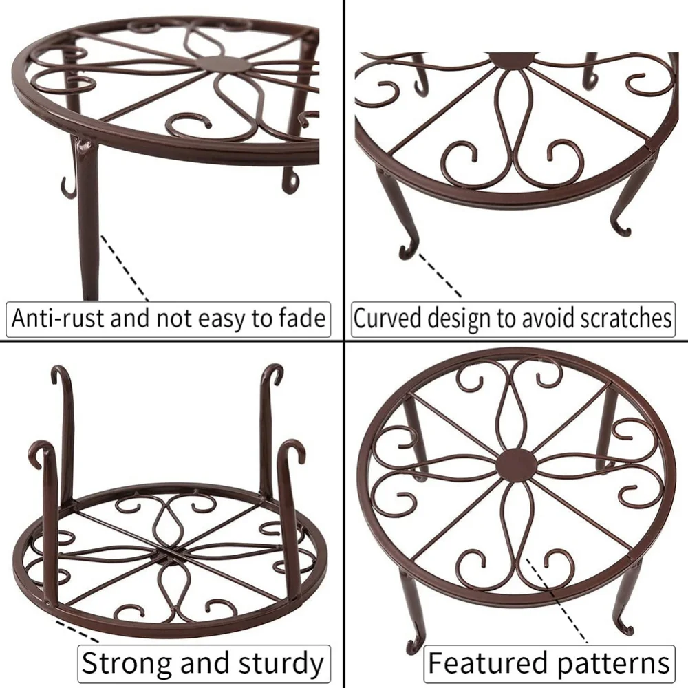 Metalowa roślina doniczkowa stojak okrągły Rustproof metalowa doniczka sadzarka uchwyt stojak Heavy Duty kwiat z kutego żelaza metalowa doniczka