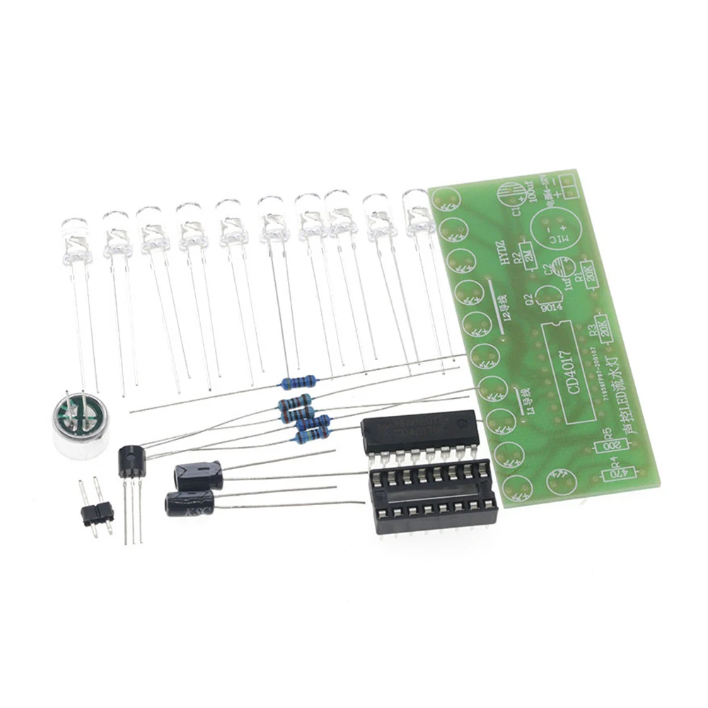 Voice Controlled LED Water Light Kit DIY Electronic Teaching Training Parts CD4017 Circuit Board For Hobbyist Students